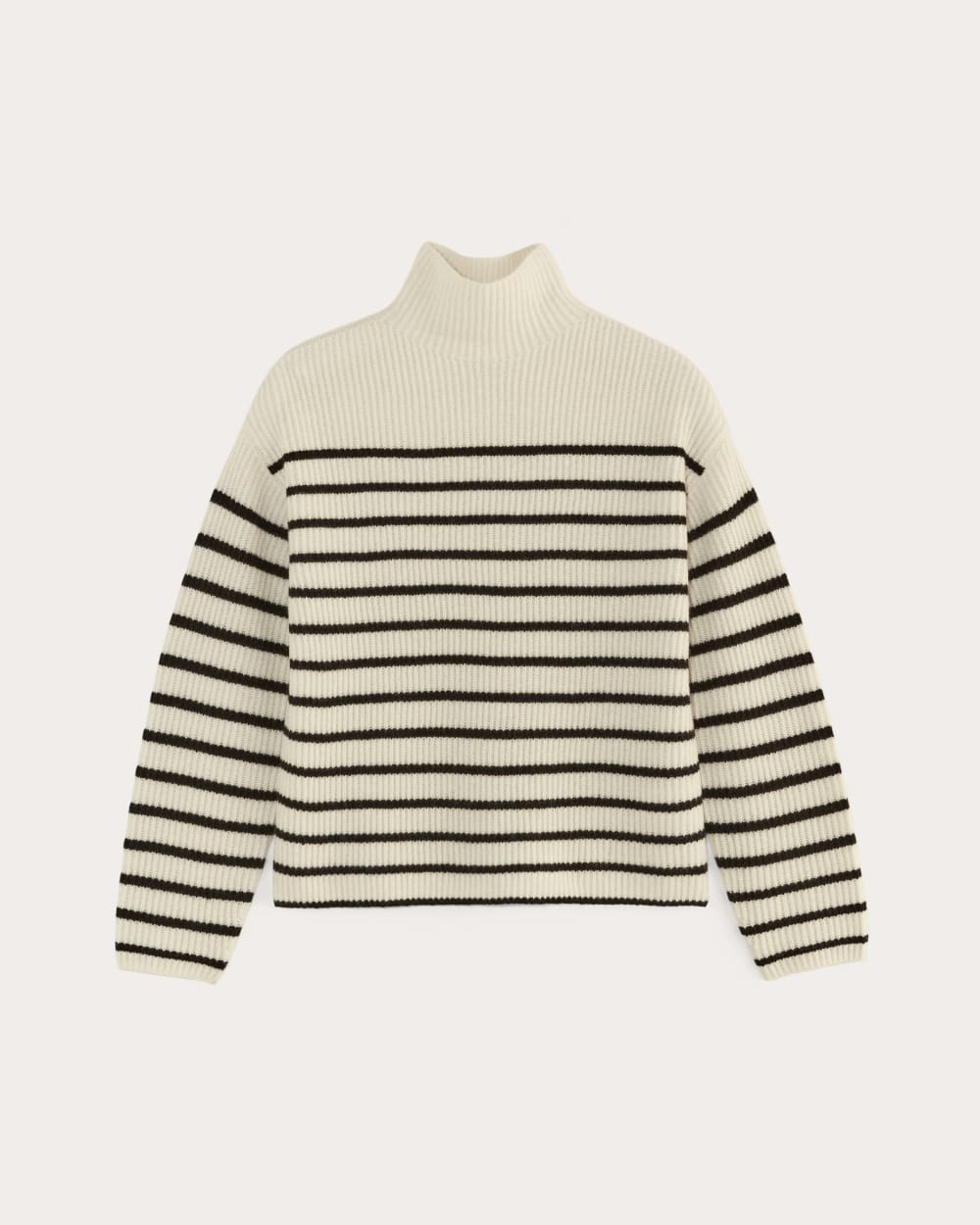 The Fisherman Turtleneck in Wool Cashmere in Bone / Black — alternate view