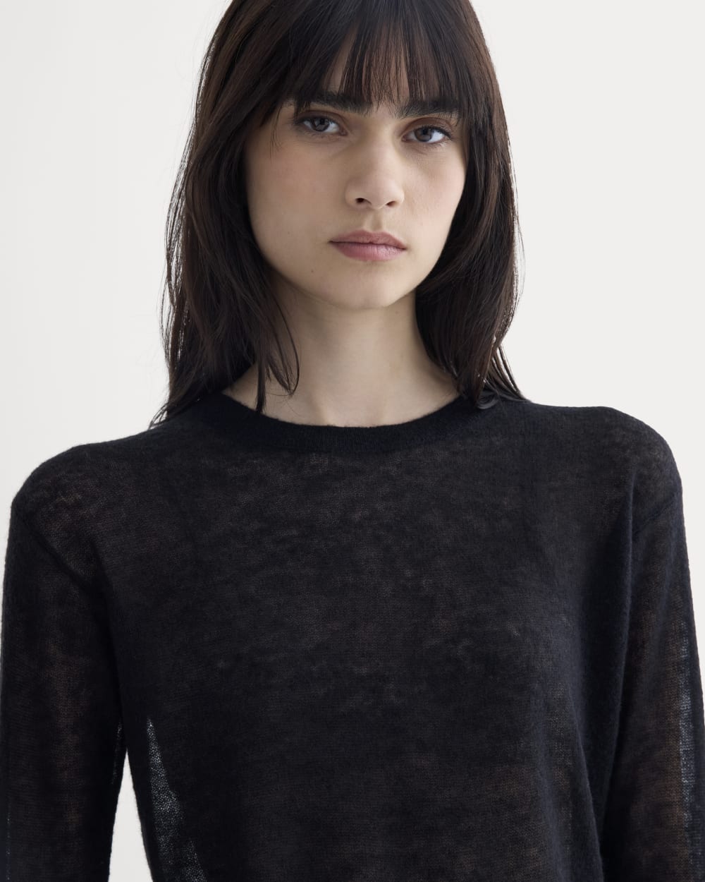 The Air Alpaca™ Relaxed Crew Top in Black — detail view