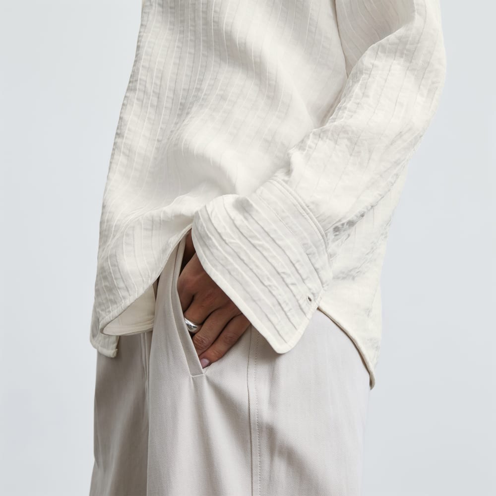The City Stripe Shirt in Bone — detail view