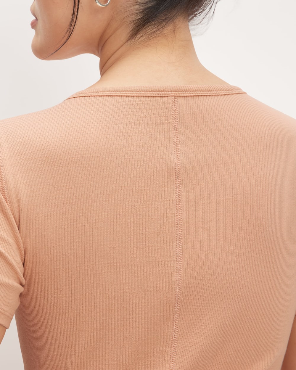 The Luxe Rib Crew in Blush Pink — detail view