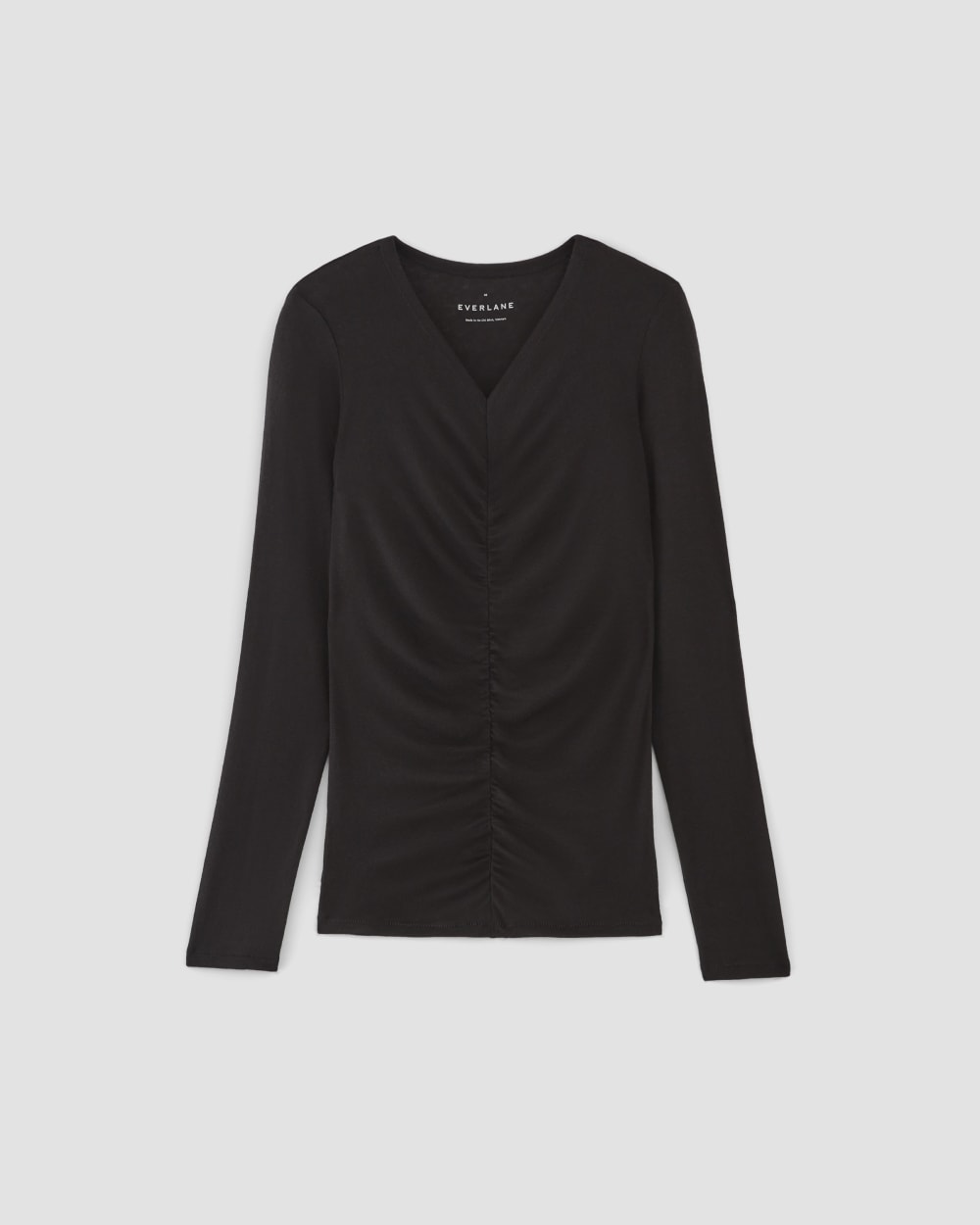 The Ruched V-Neck Tee in Butterluxe in Black — alternate view