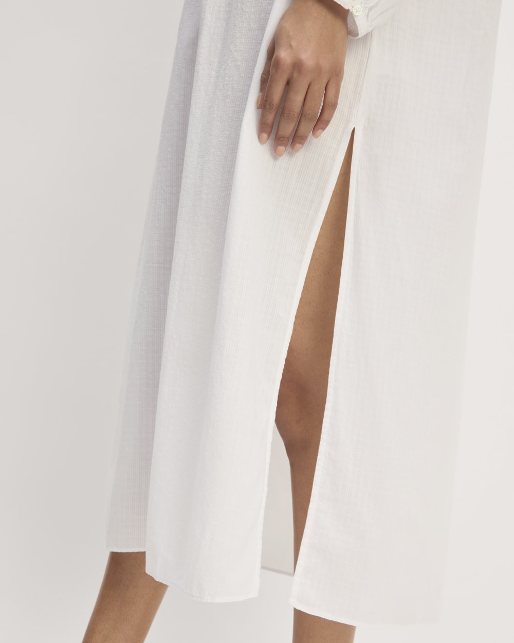 The Gauze Caftan Dress in White — detail view
