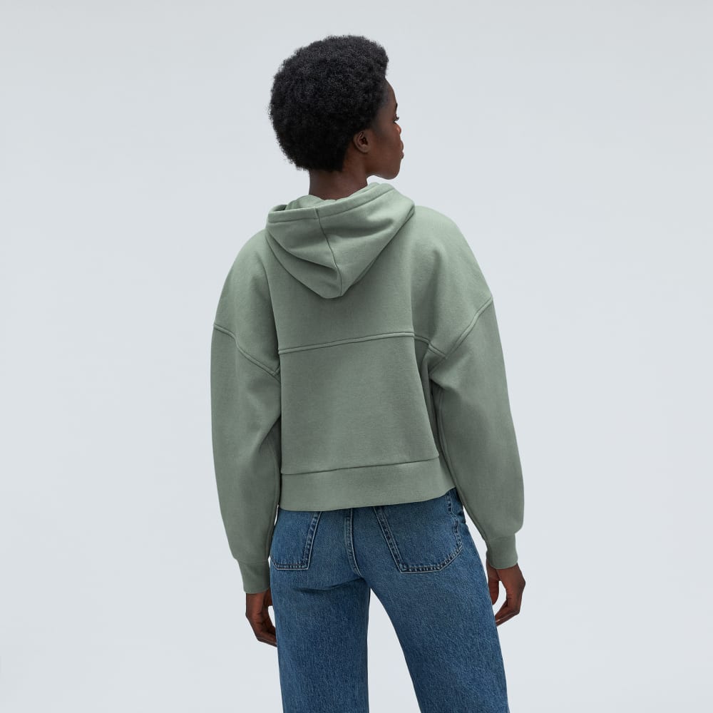 The Track Organic Cotton Hoodie in Lily Pad — detail view