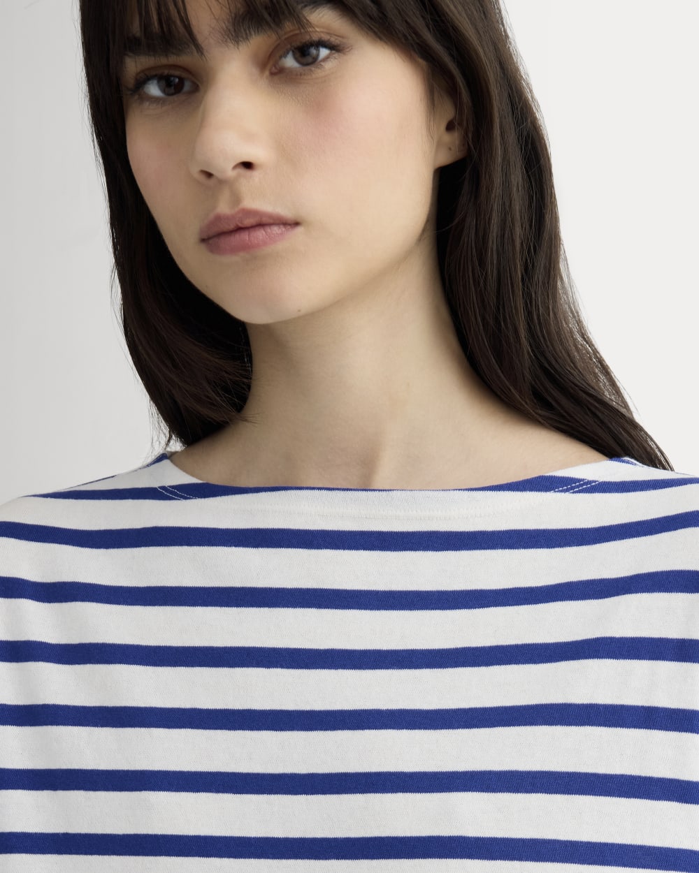 The Mariner Dress in Bone / Mazarine Blue — detail view