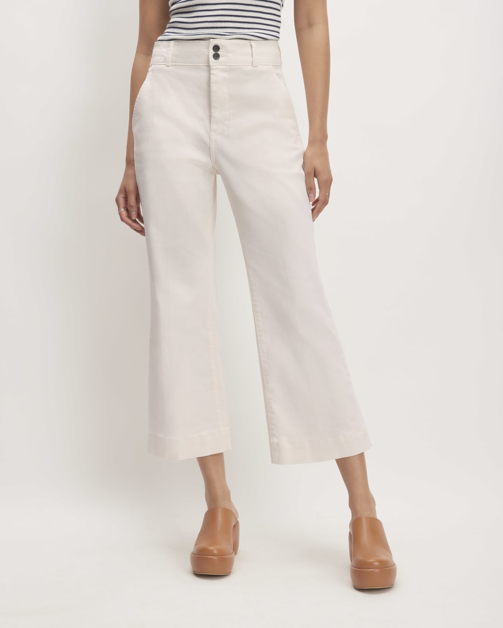 The Organic Kick Flare Pant in Bone — front view