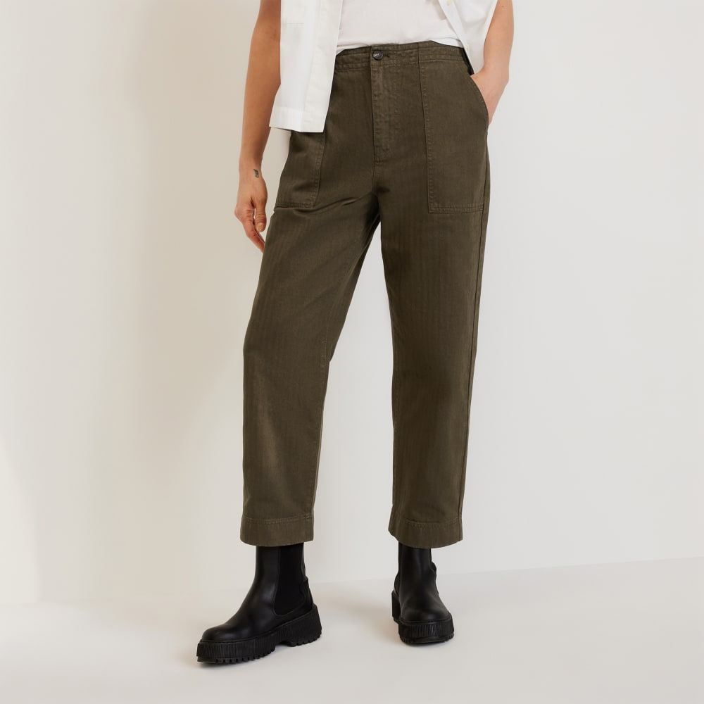 The Organic Cotton Herringbone Pant in Beech — front view