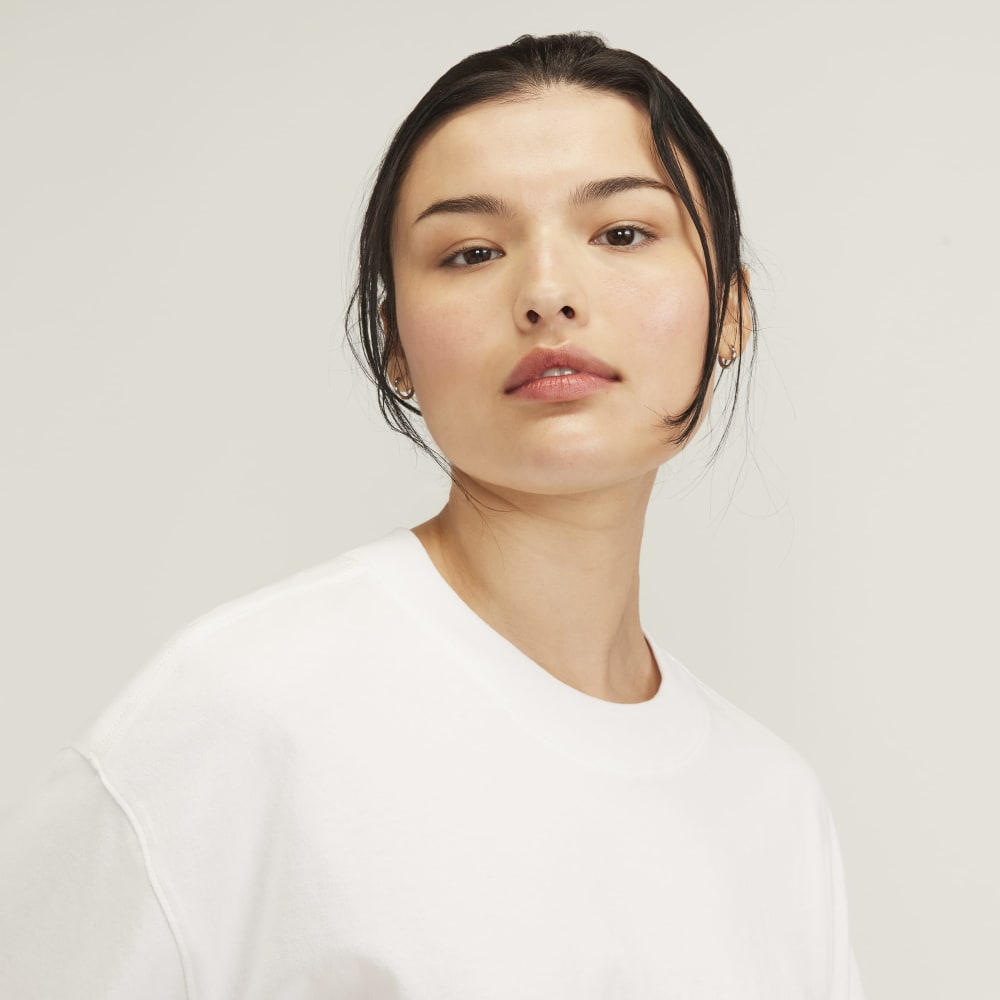 The Premium Weight Relaxed Tee in White — detail view