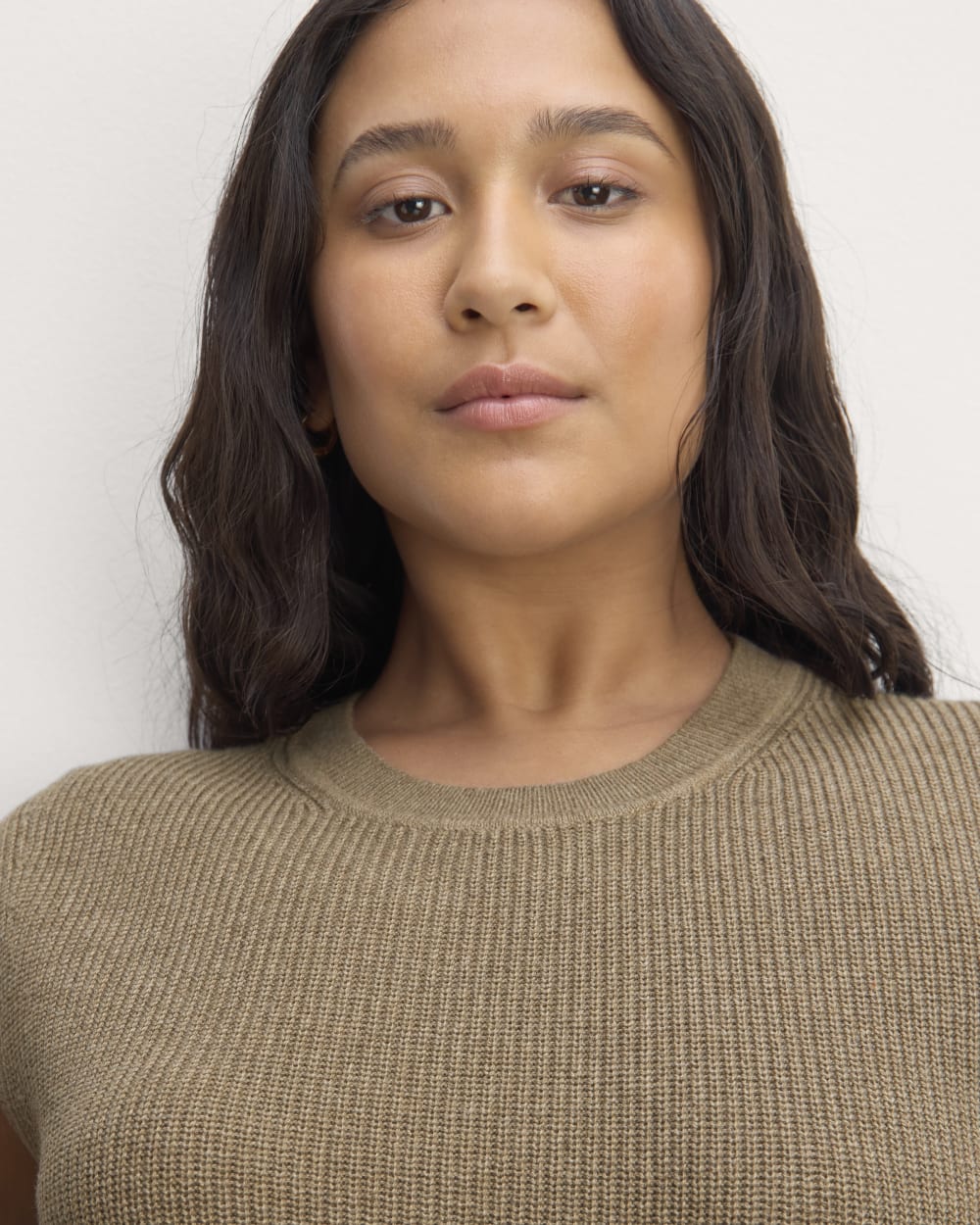 The Midi Dress in Everyday Cotton in Heather Taupe — detail view