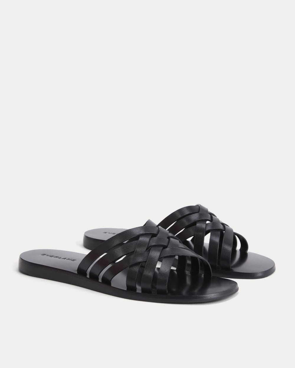 Leather Triple Crisscross Sandal in Black Leather — detail view