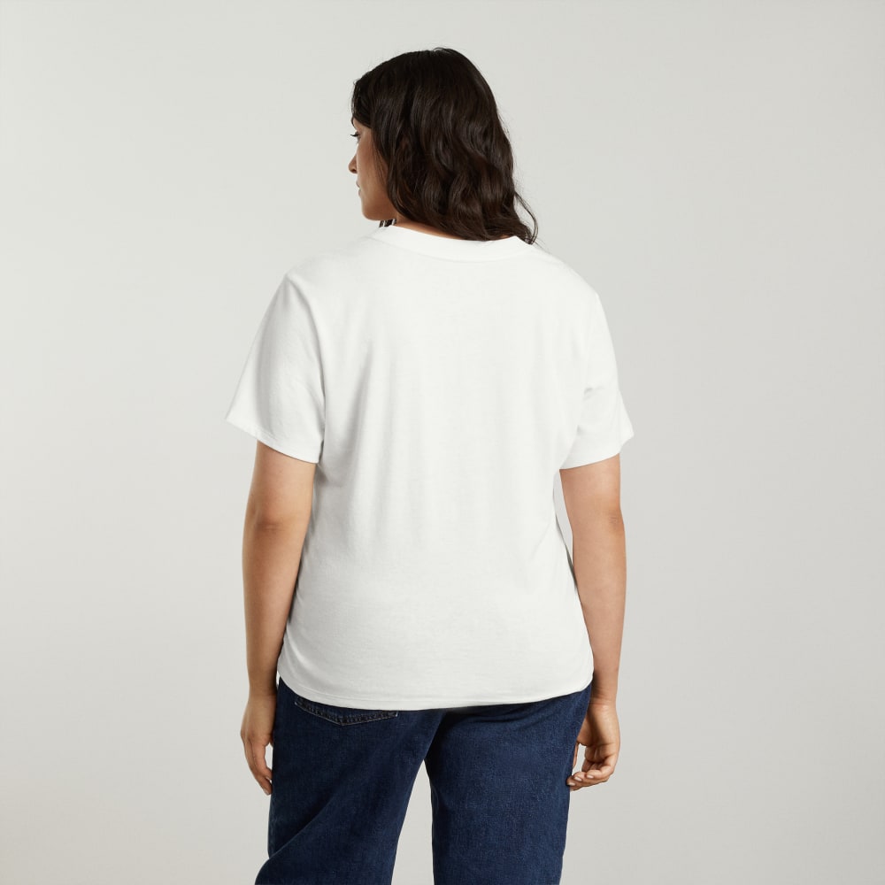 The Vintage V-Neck Hemp Tee in White — detail view