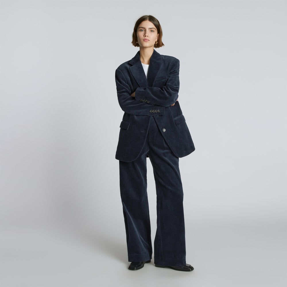 The Corduroy Way-High® Drape Pant in Deep Navy — front view