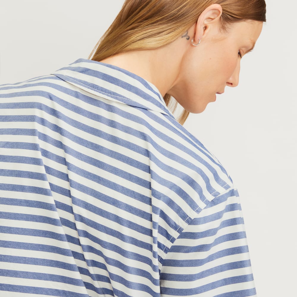 The Poplin Shirt in Mazarine Blue / Bone — detail view