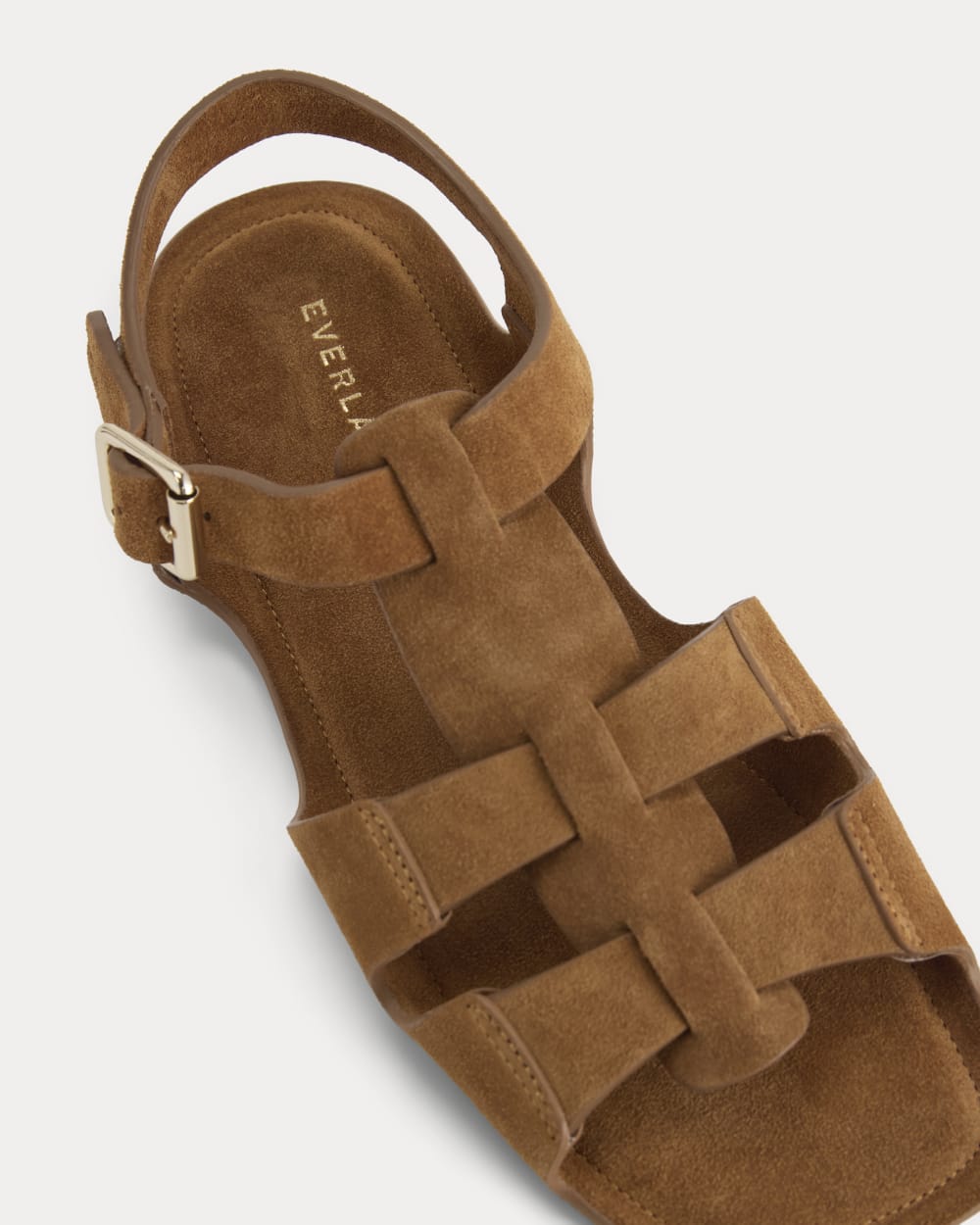 Made in Italy Opanka Sandal in Biscott Suede — detail view