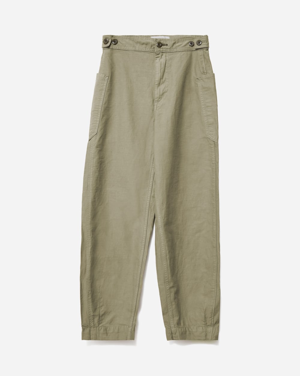 The Fatigue Barrel Pant in Bay Leaf — detail view