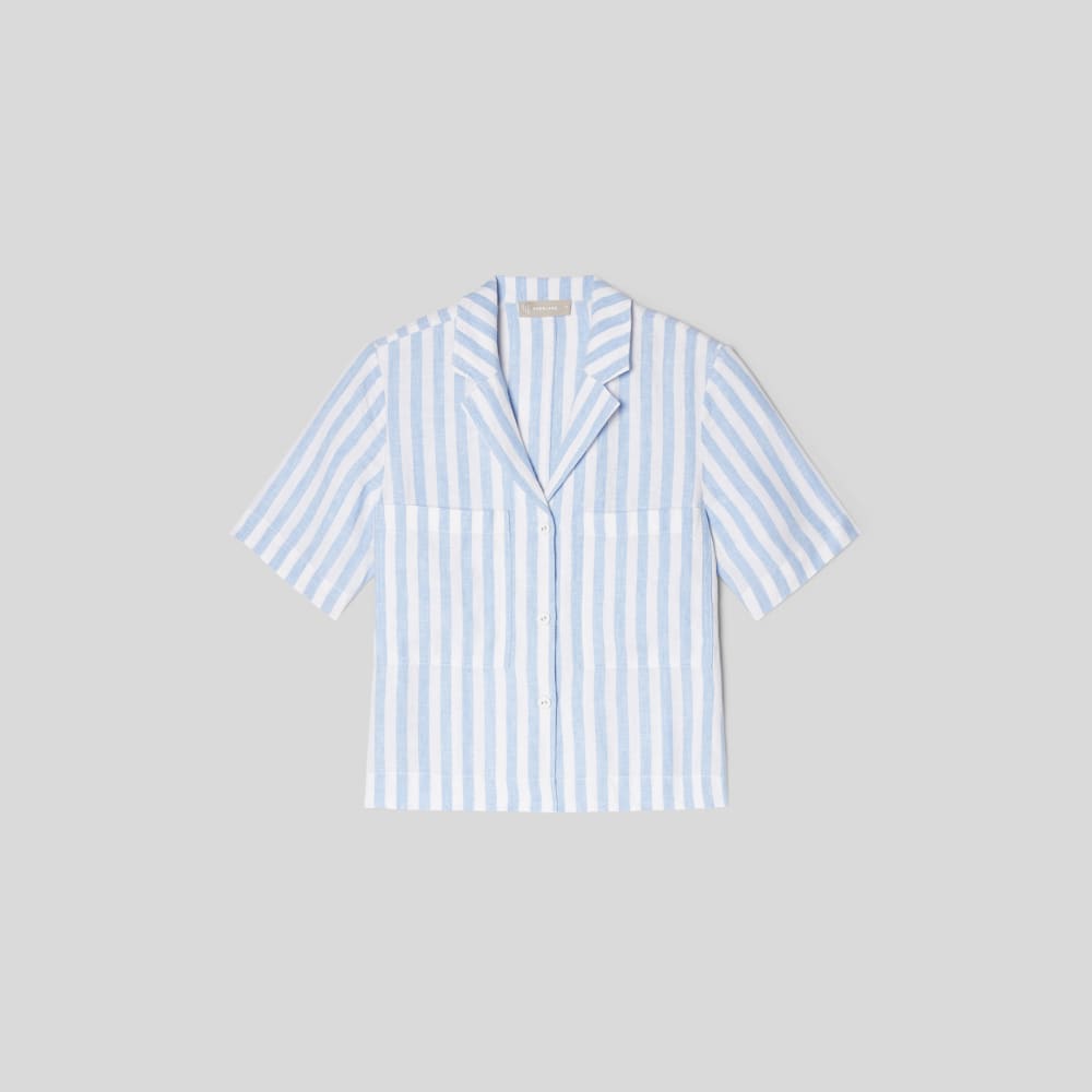 The Linen Workwear Shirt in Blue / White — alternate view