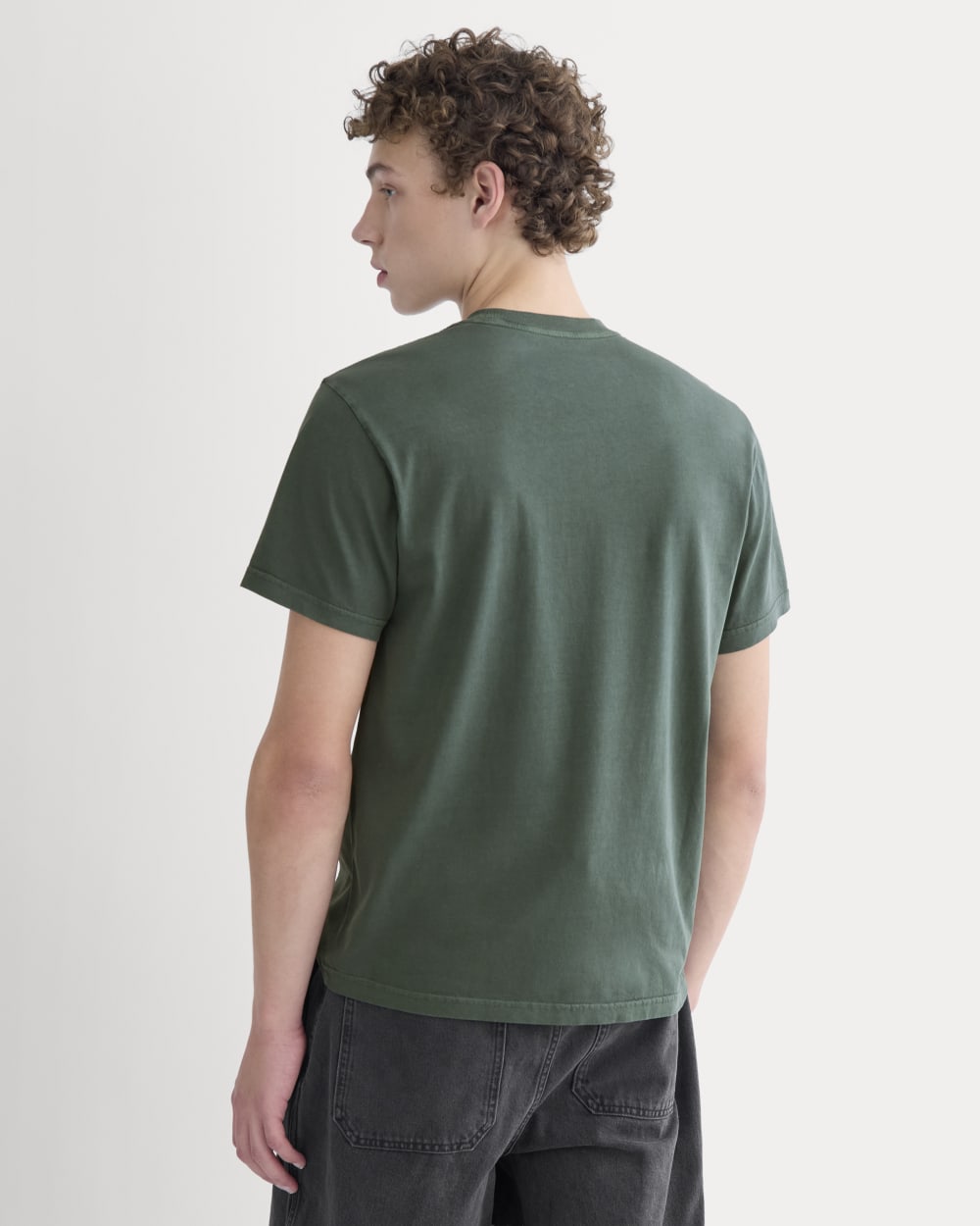 Everlane x Peace & Quiet Graphic Logo Tee in Pine — detail view
