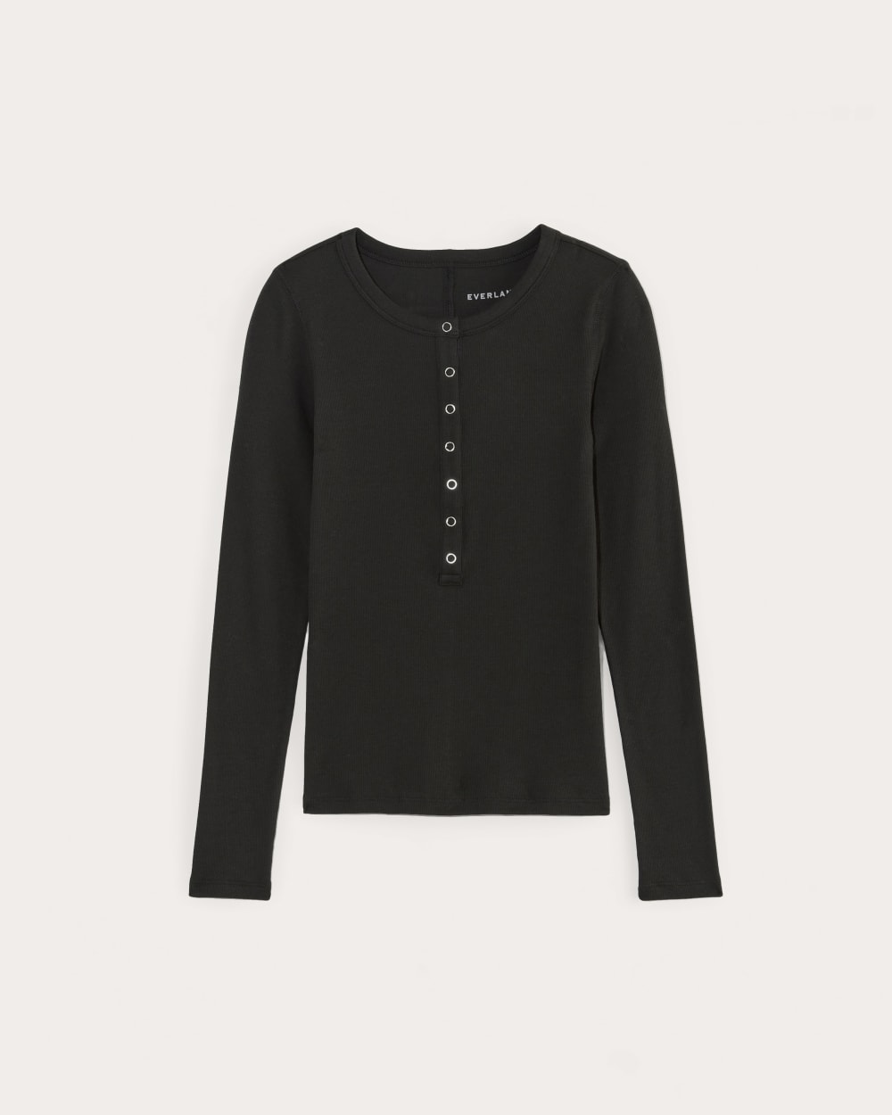 The Luxe Rib Henley in Black — alternate view