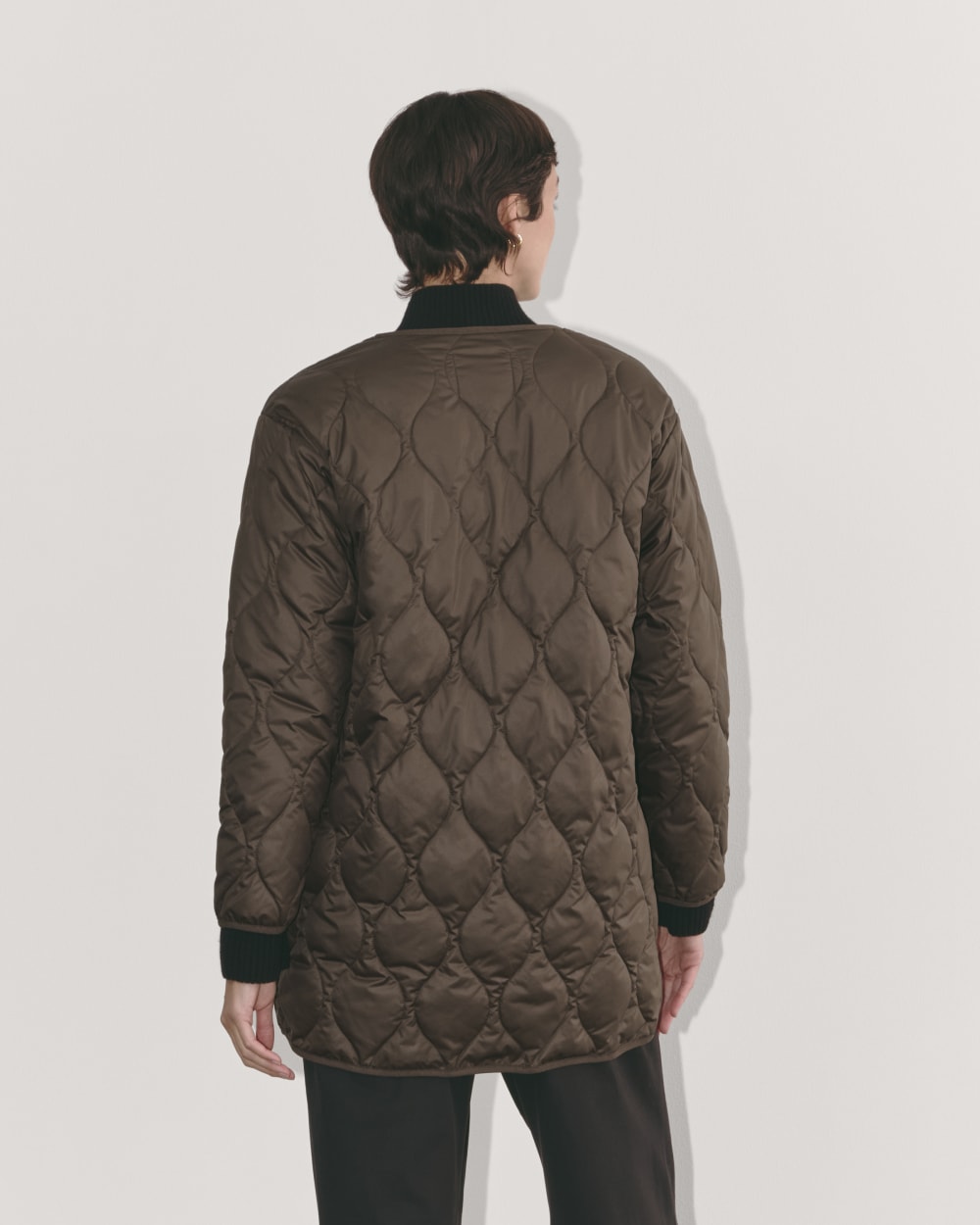 The Quilted Liner in Earth Brown — detail view