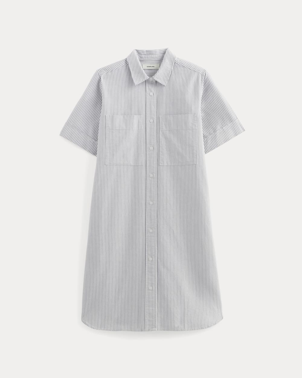 The Oxford Short-Sleeve Shirt Dress in Charcoal / White — alternate view