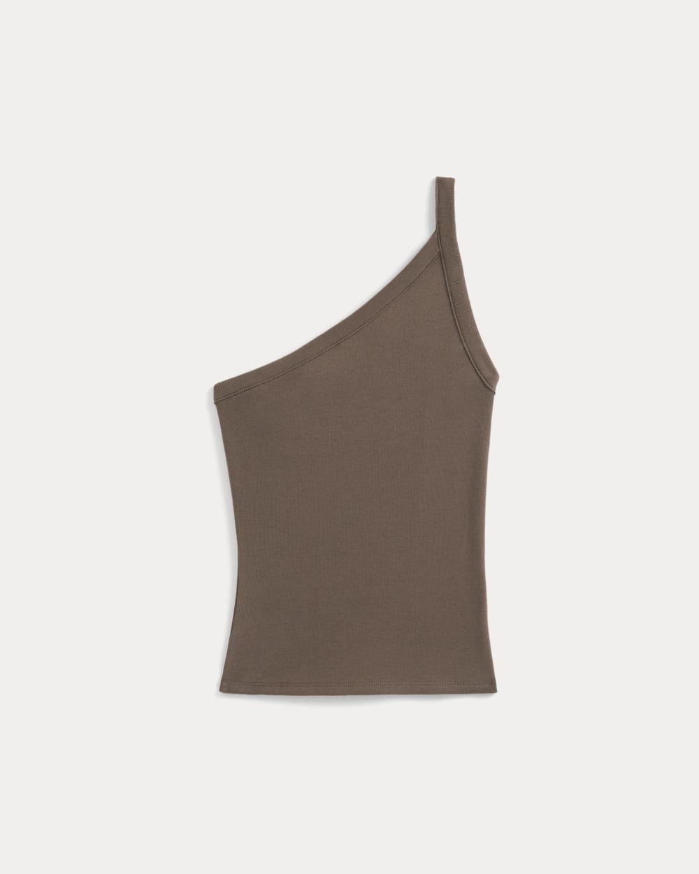 RetroSoft Cotton One-Shoulder Tank in Deep Taupe — alternate view