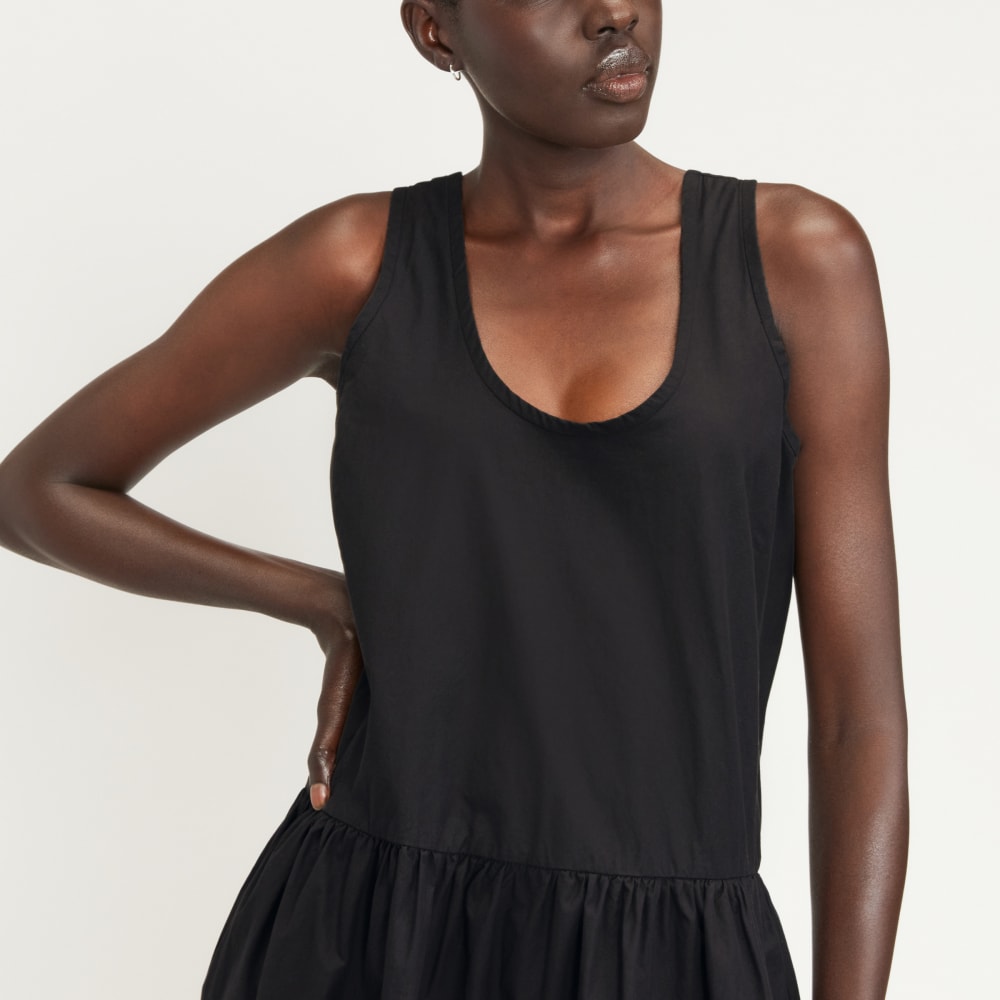 The Poplin Summer Dress in Black — detail view