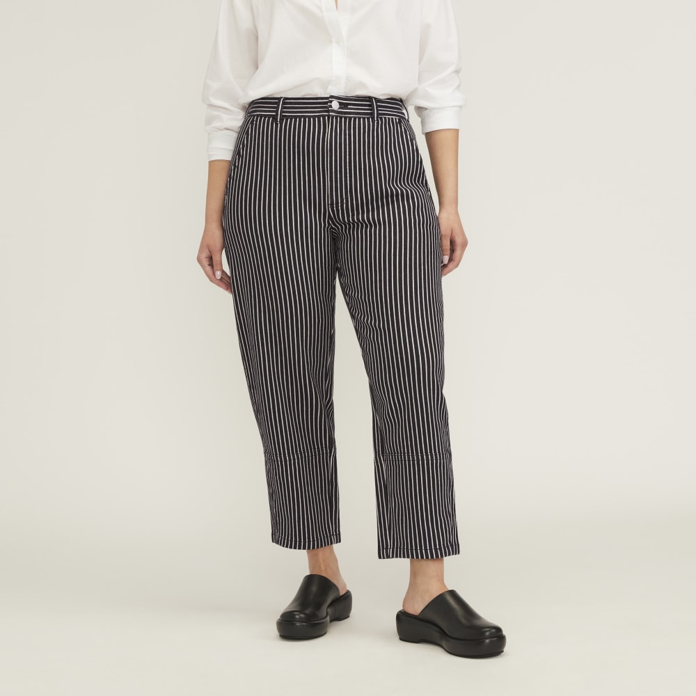 The Utility Barrel Pant in Black / Bone — detail view