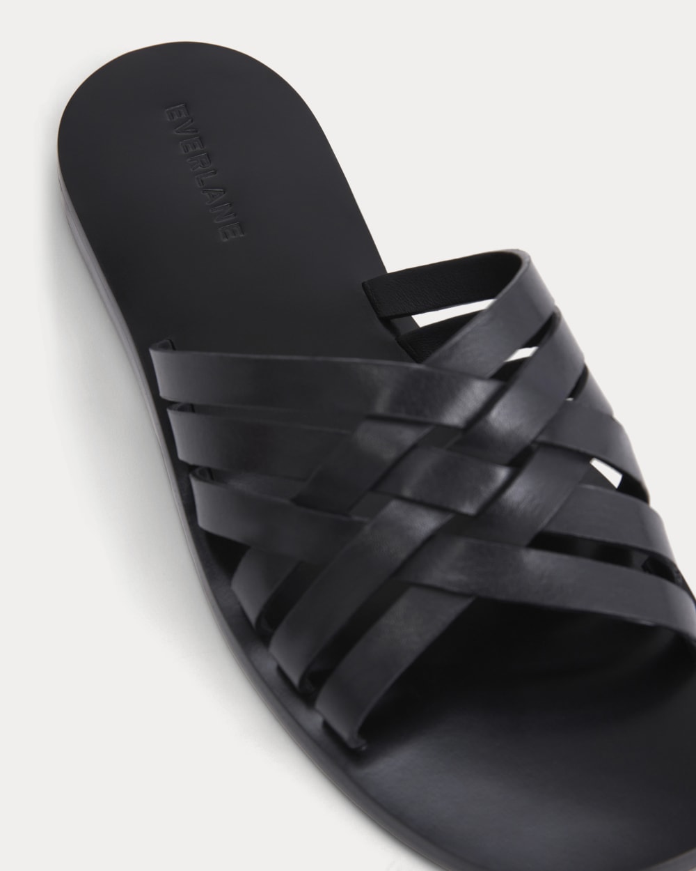 Leather Triple Crisscross Sandal in Black Leather — detail view