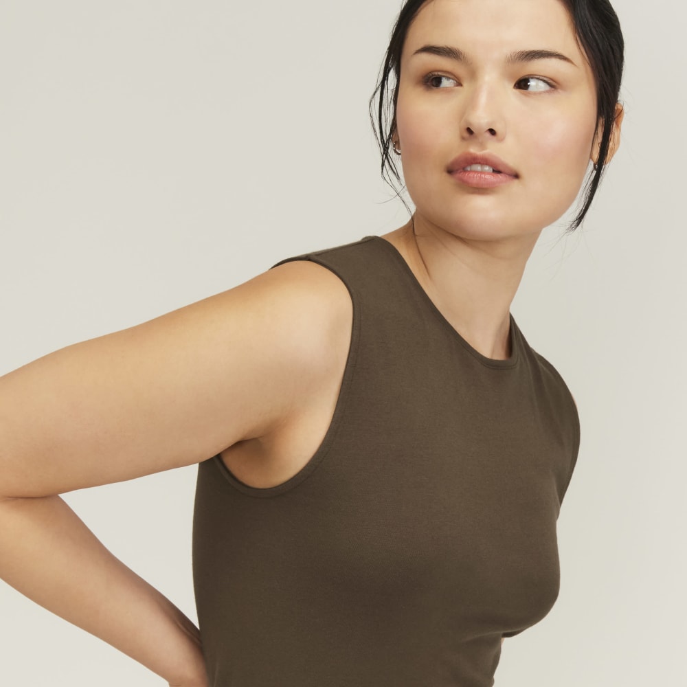 The Supima® Form Tank in Cocoa — detail view