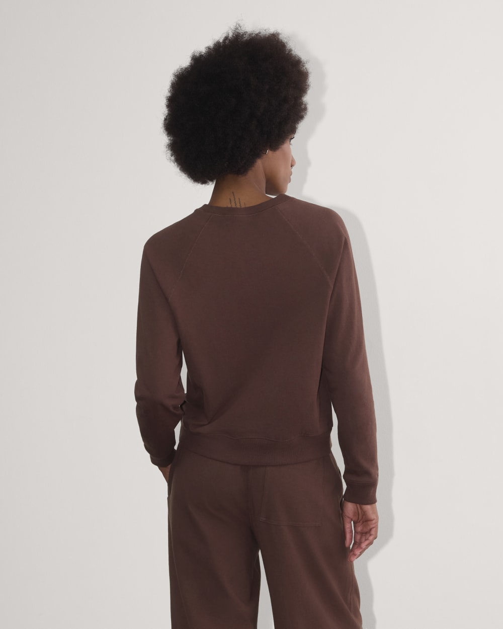The Off-Duty Long-Sleeve Tee in Dark Mahogany — detail view