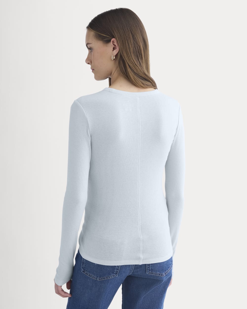 Tissue Long-Sleeve Crew in Skywriting — detail view