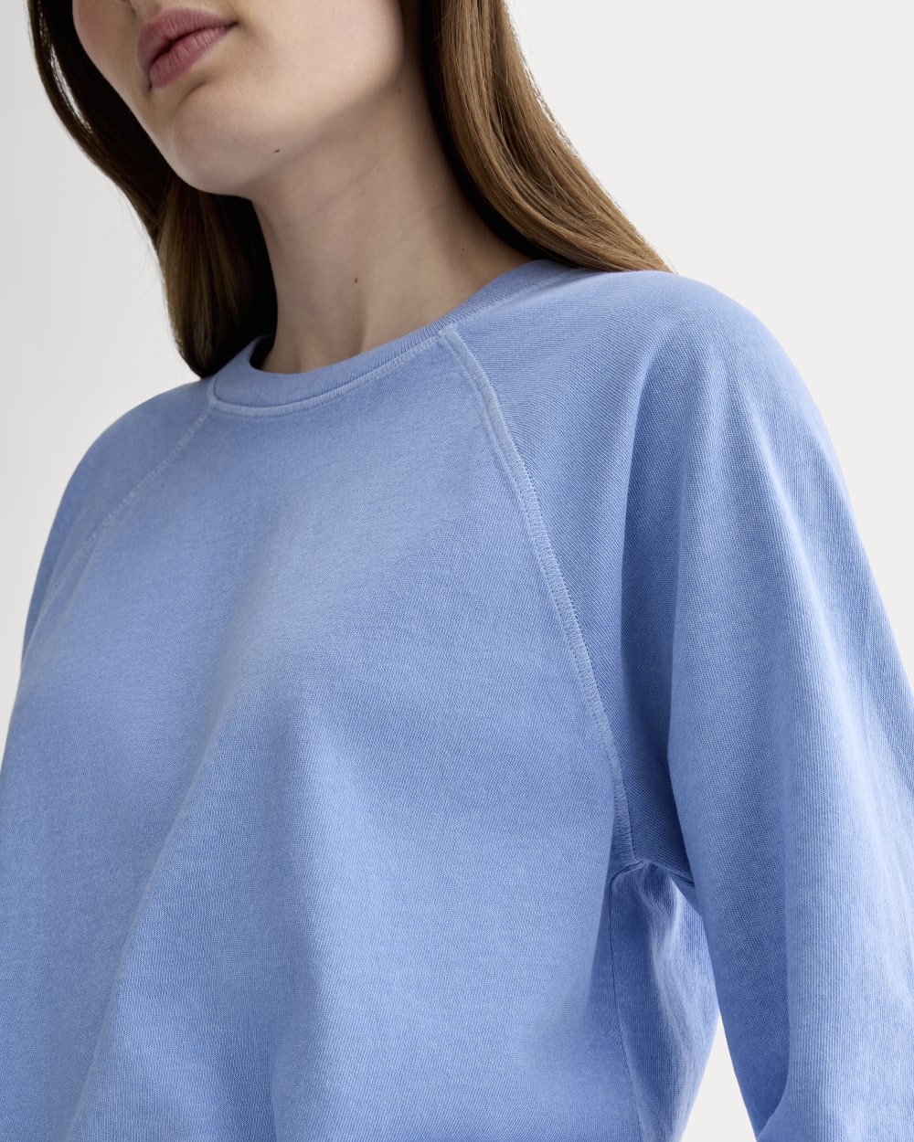 The Off-Duty Long-Sleeve Tee in Granada Sky Blue Garment Dye — detail view