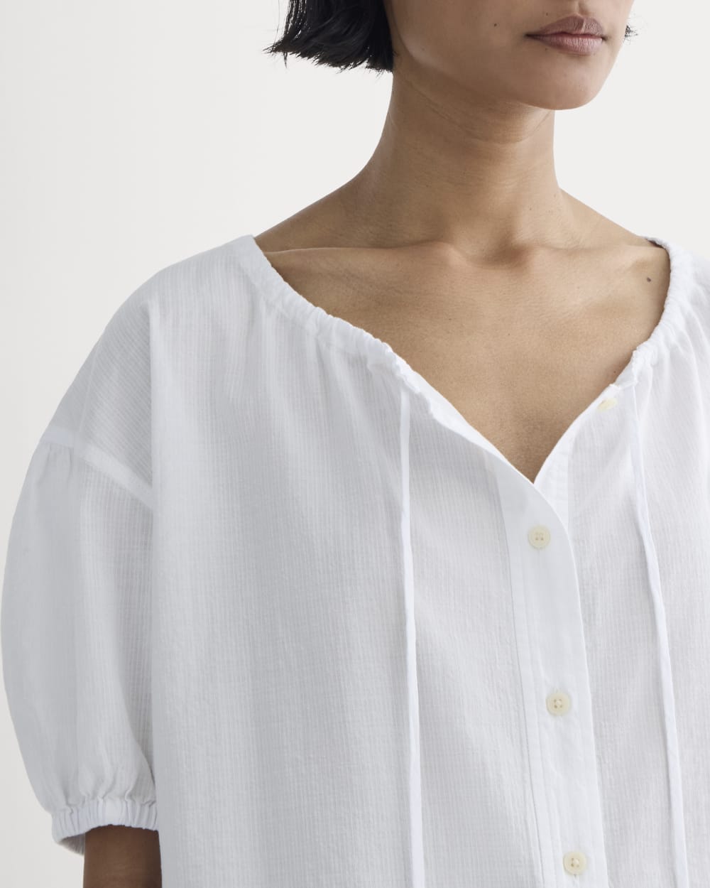 The Gauze Button-Up in White — detail view