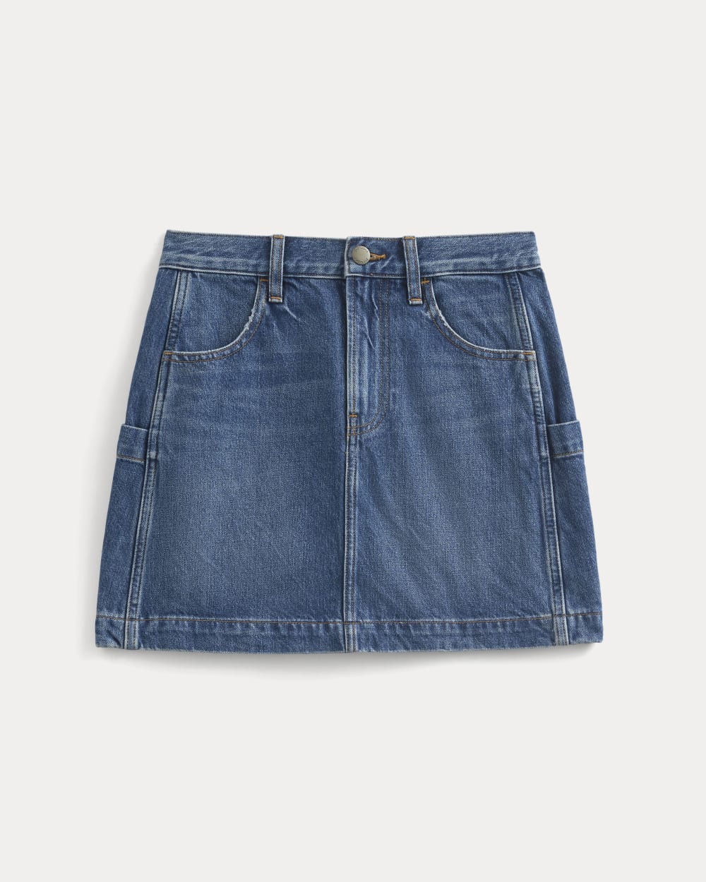 Denim Utility Mini Skirt in Dark Indigo — alternate view