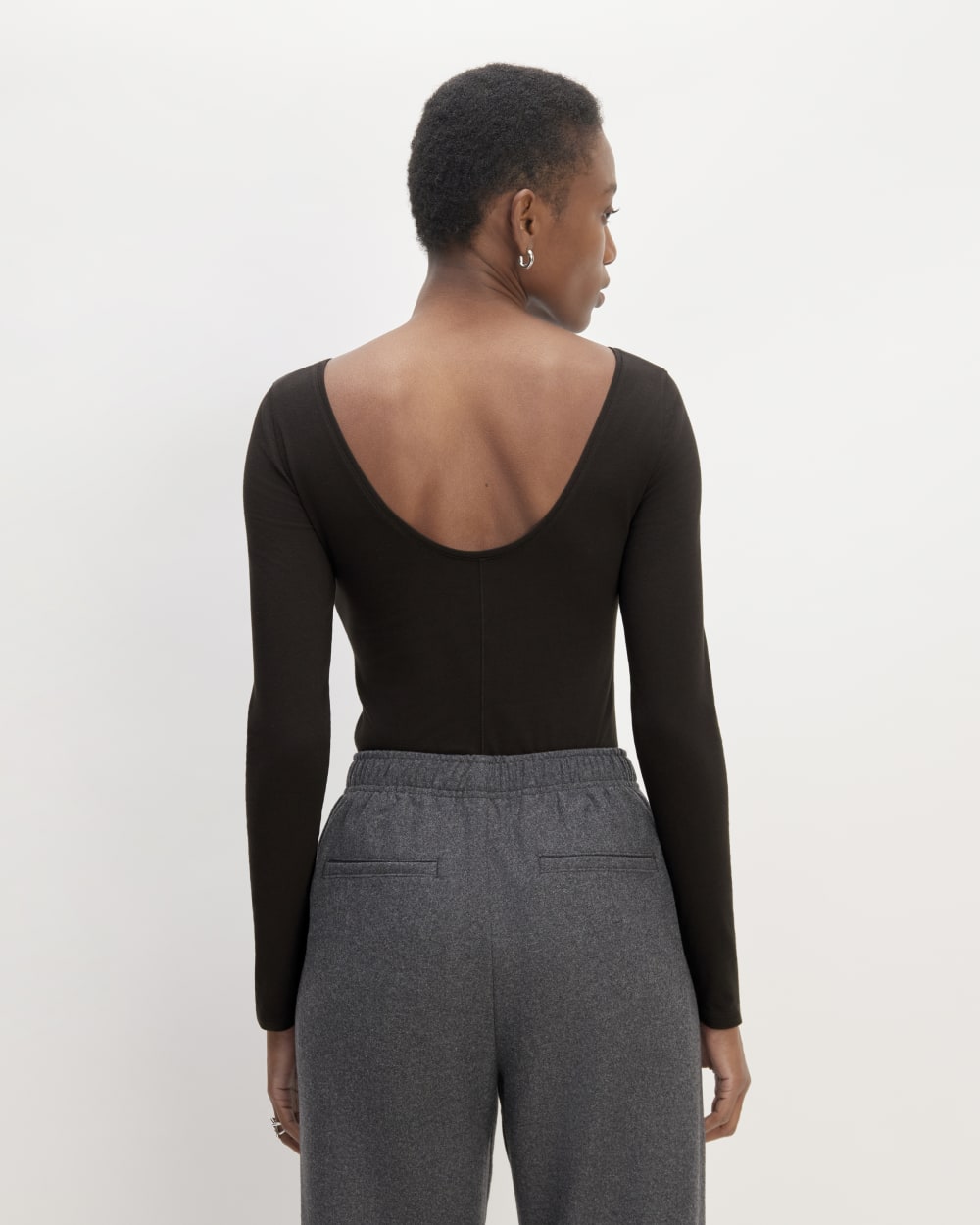 The Supima® Form Scoop-Back Tee in Black — detail view