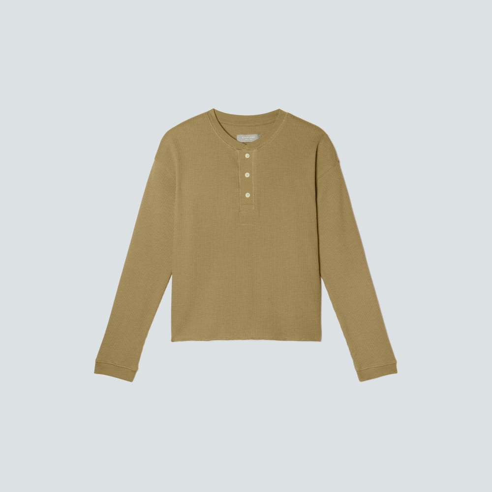 The Organic Cotton Waffle Henley in Fennel Seed — alternate view