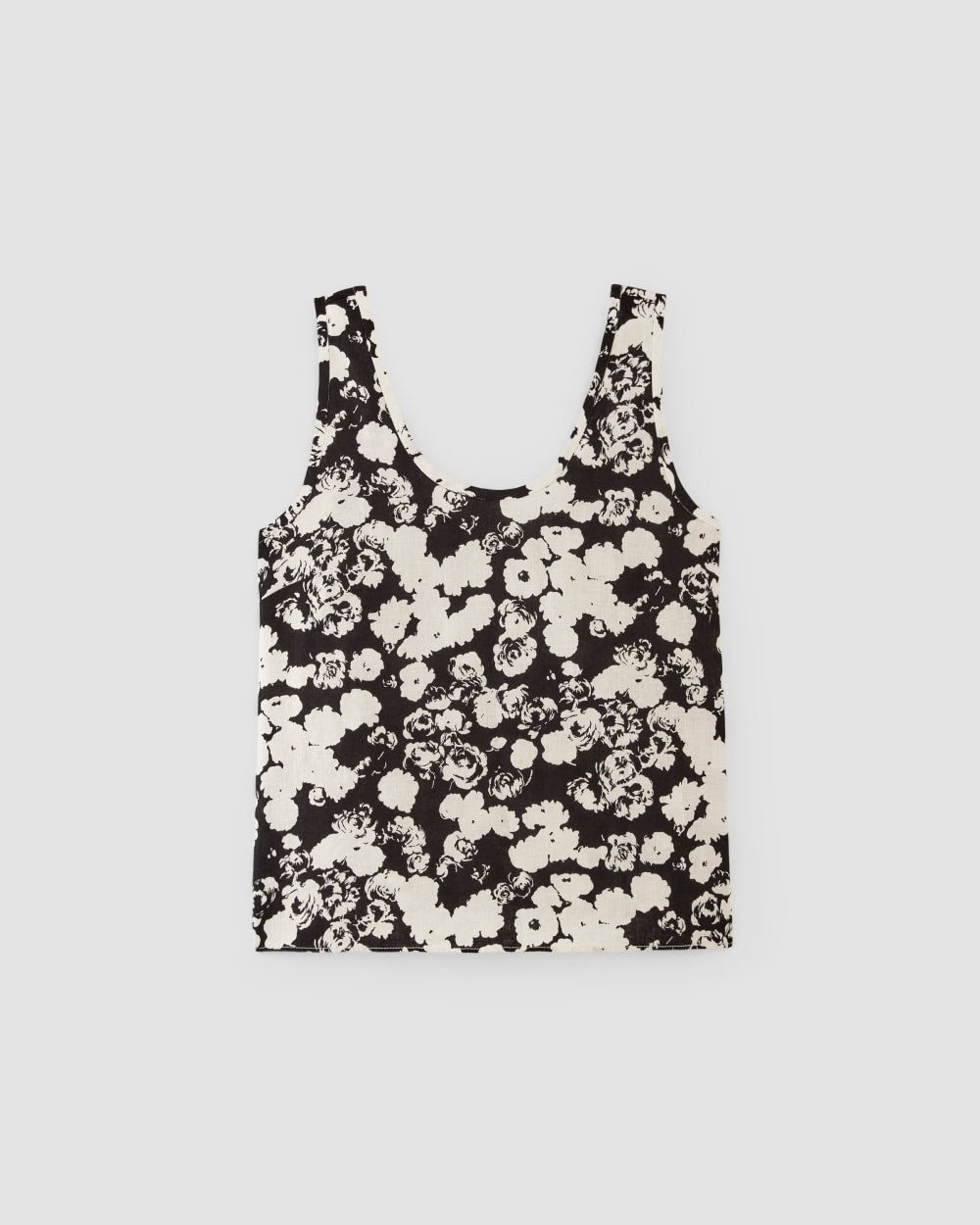 The Scoop Tank in Linen in Black / Bone Floral — alternate view