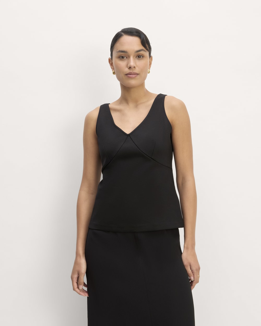 The Dream V-Neck Top in Black — front view