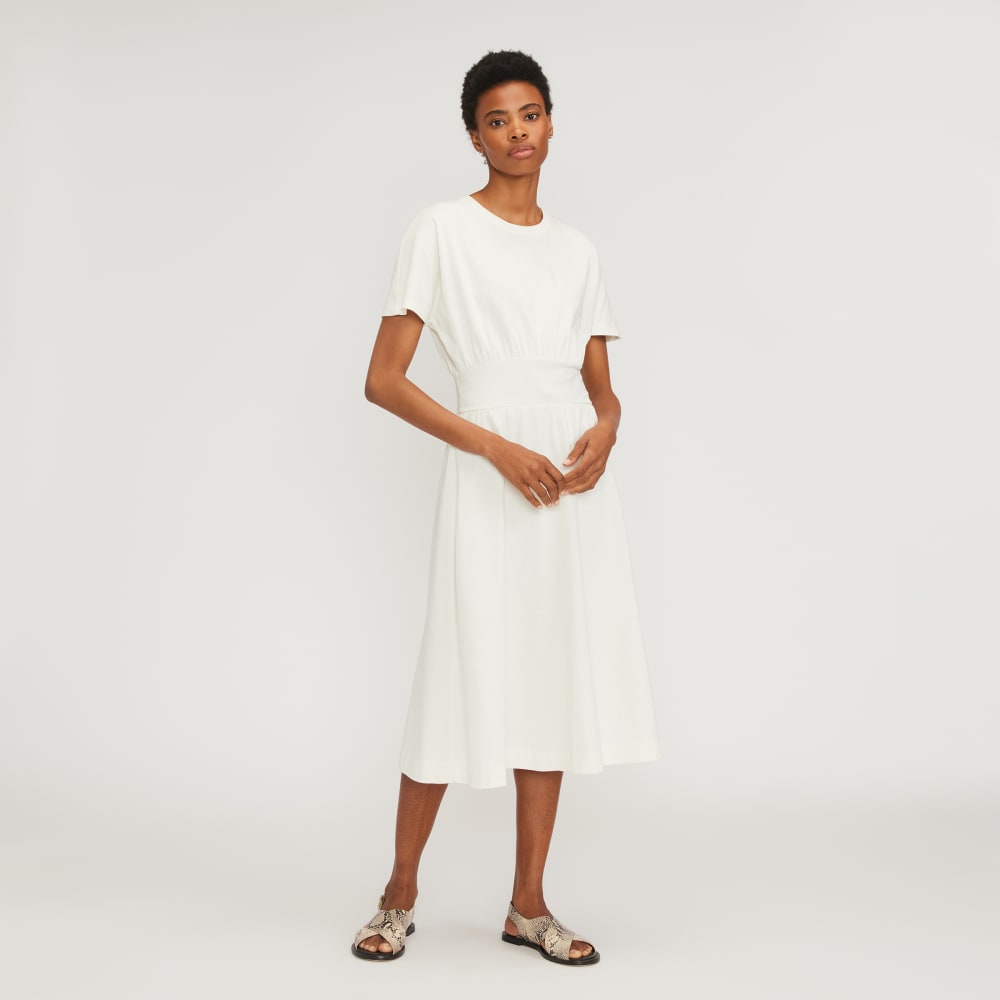 The Organic Cotton Waisted Dress in Canvas — front view