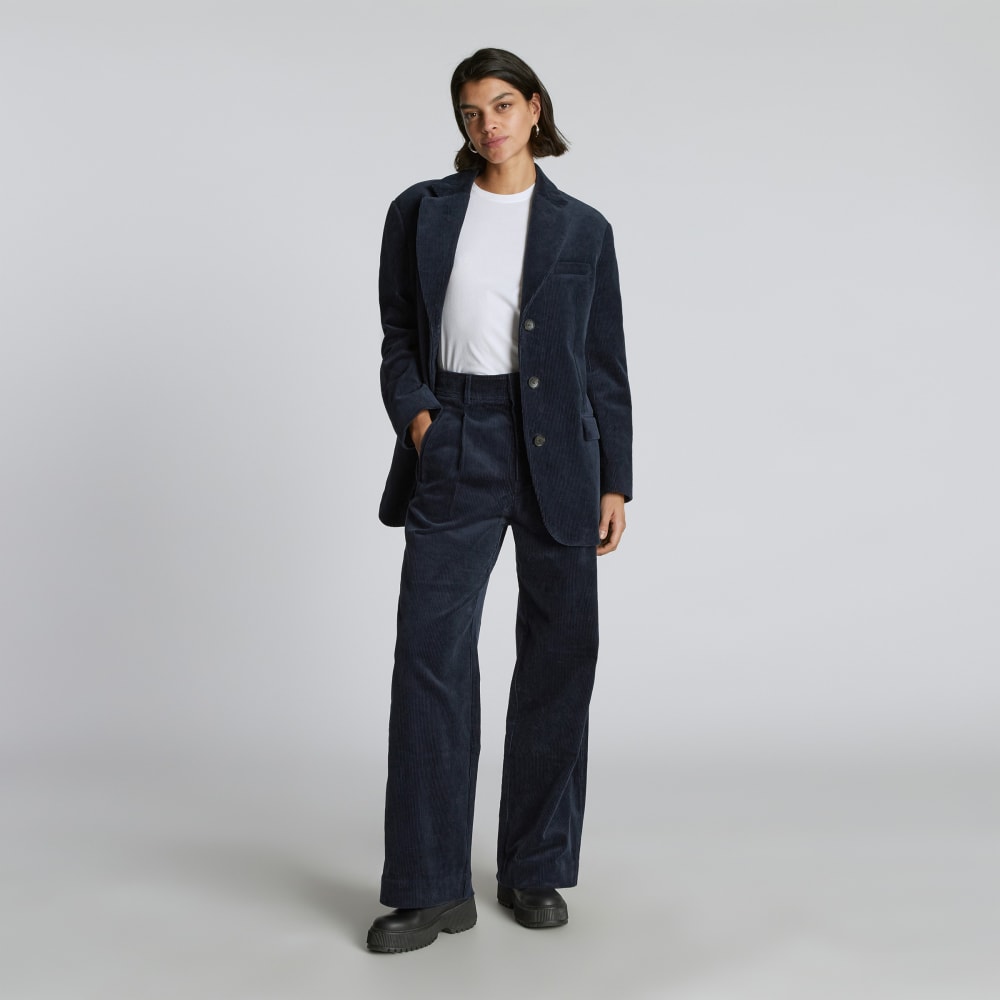 The Corduroy ’80s Blazer in Deep Navy — detail view