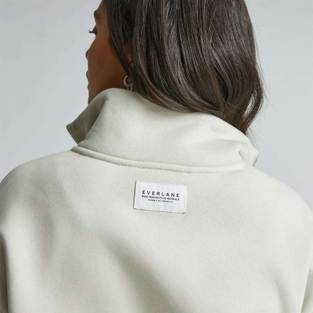The ReTrack Half-Zip Sweatshirt in Pelican — detail view