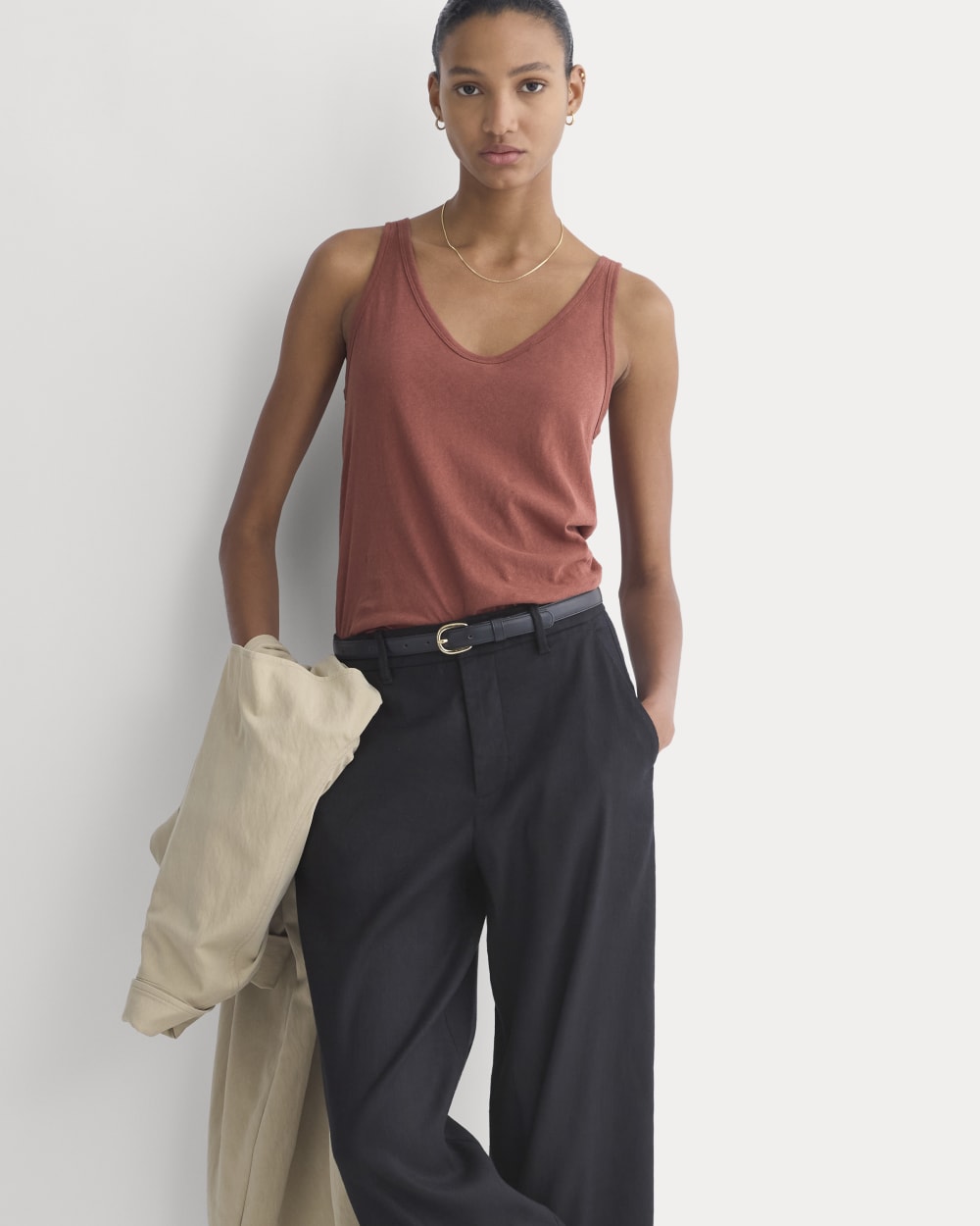 The Air Cami in Henna Red — detail view