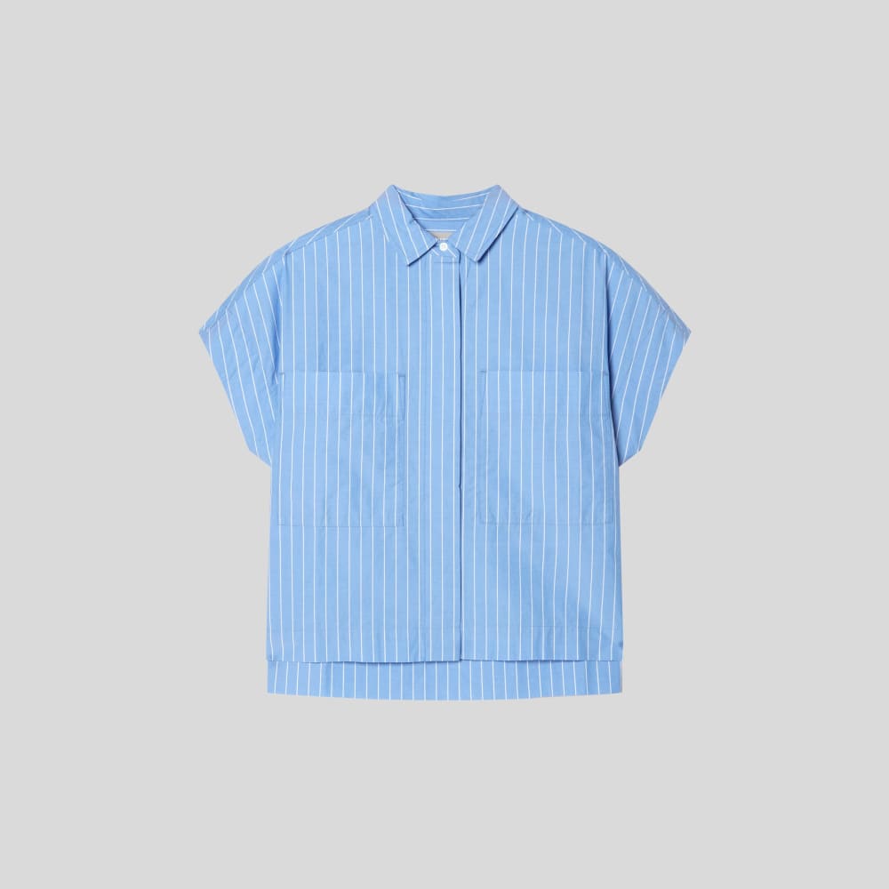 The Short-Sleeve Box Shirt in Mariner Blue / White — alternate view