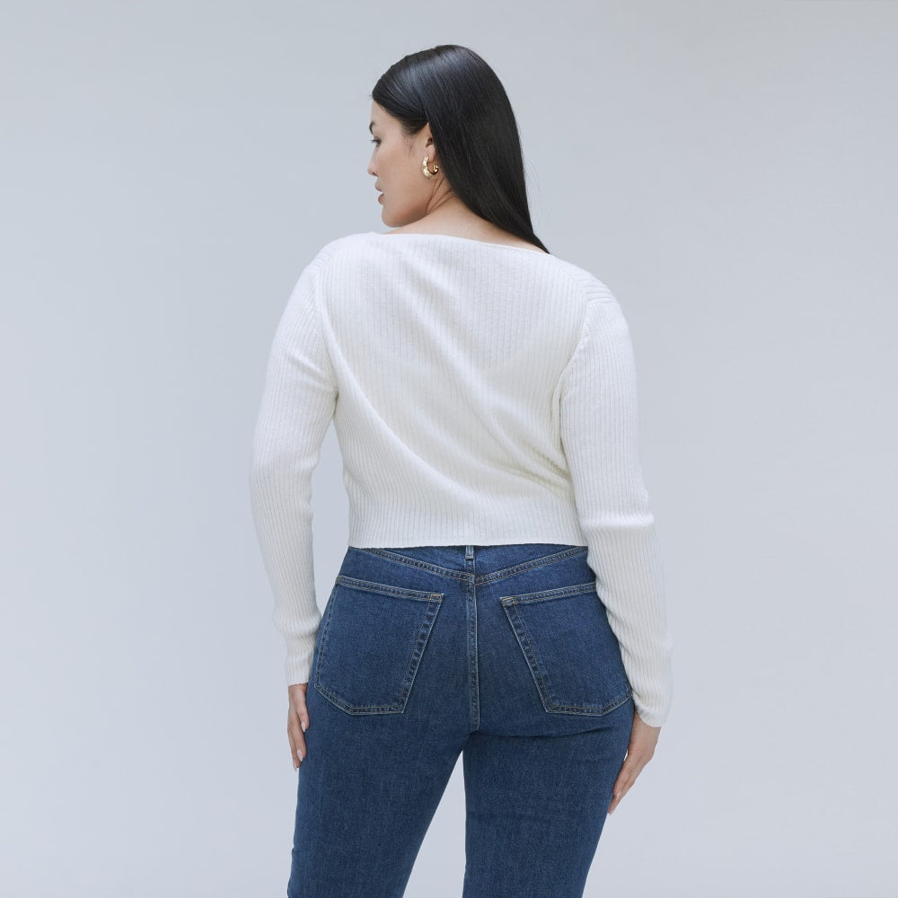 The Cotton-Merino Front-Tie Top in Snowflake — detail view