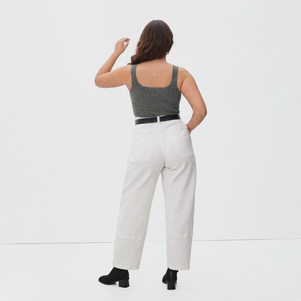 The Cozy-Stretch Tank in Heathered Charcoal — detail view