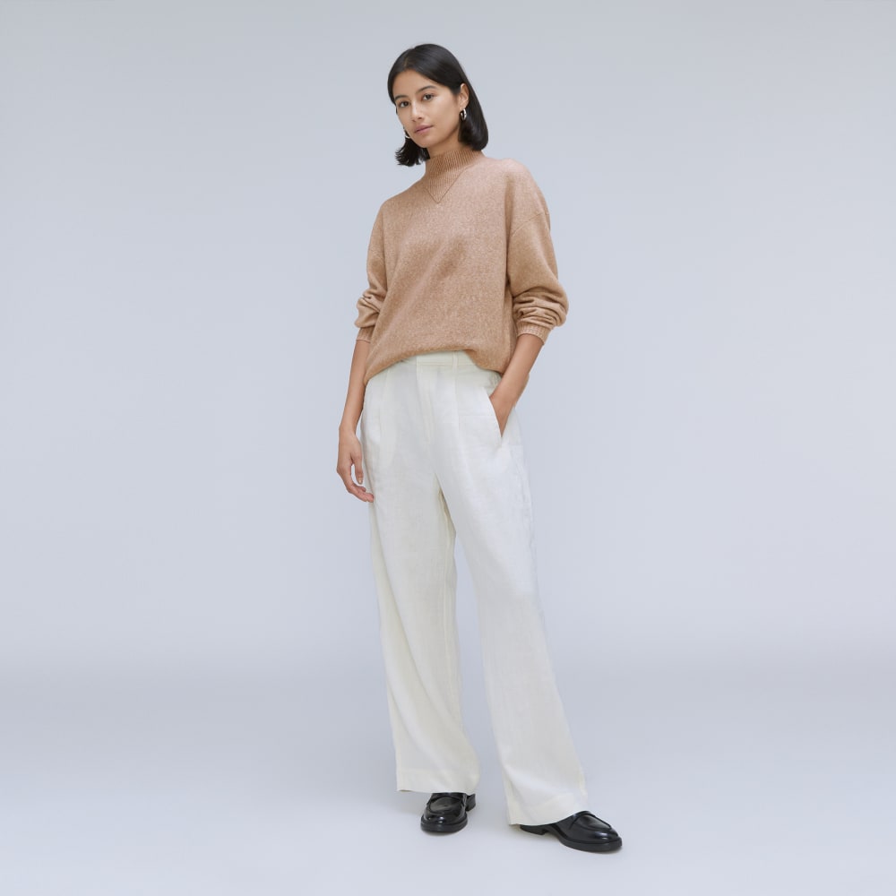 The Cozy-Stretch Pullover in Taupe Grey — detail view