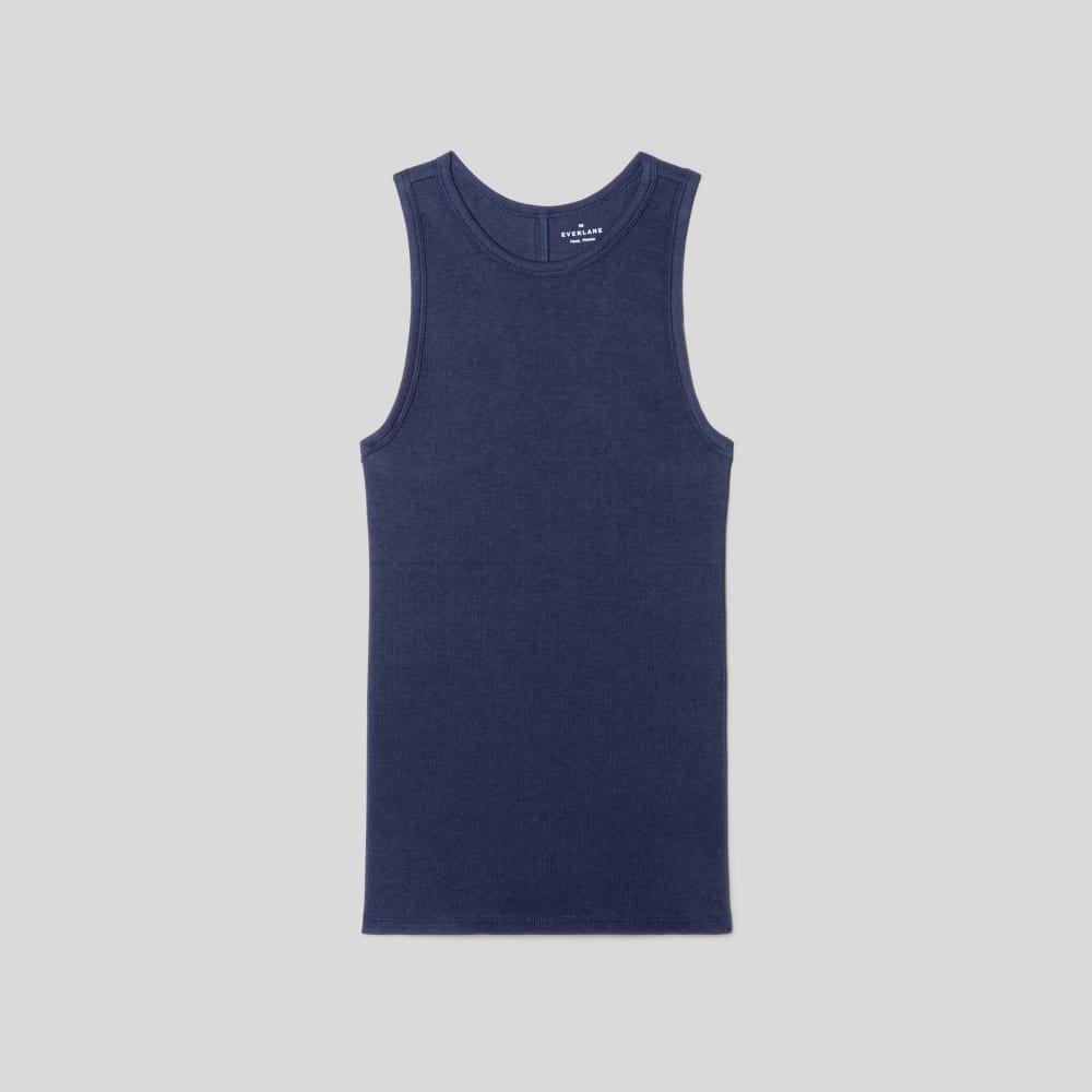 The Luxe Rib Racerback Tank in Navy — alternate view