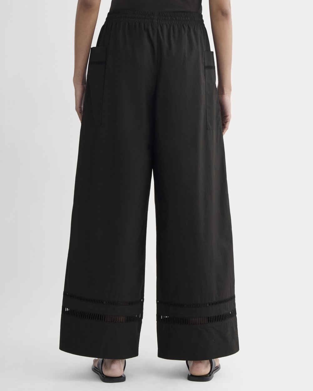 The Lace Trim Pant in Black — detail view