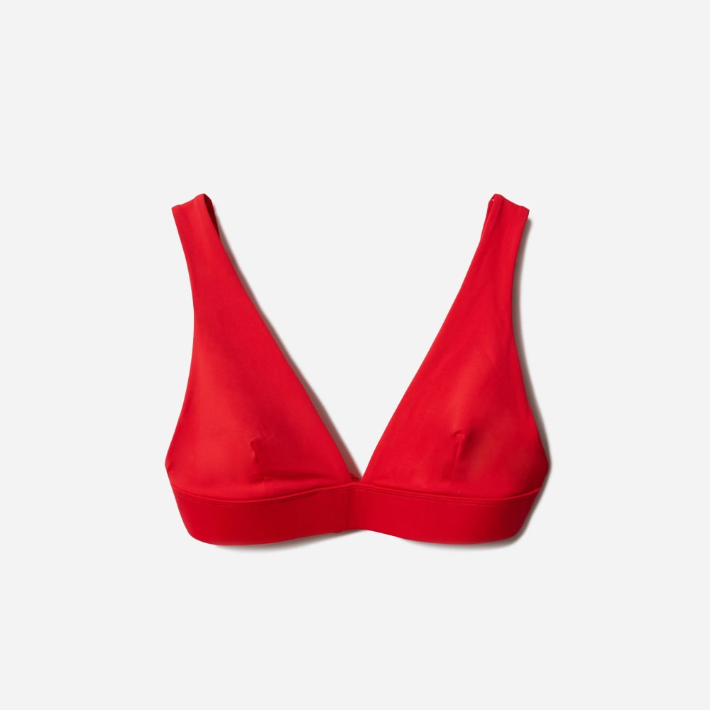 The Triangle Bikini Top in Bright Red — front view