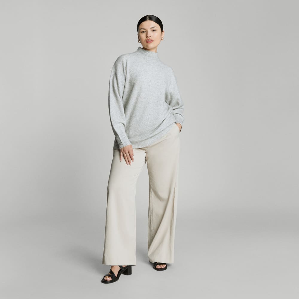 The Cozy-Stretch Pullover in Heathered Grey — detail view