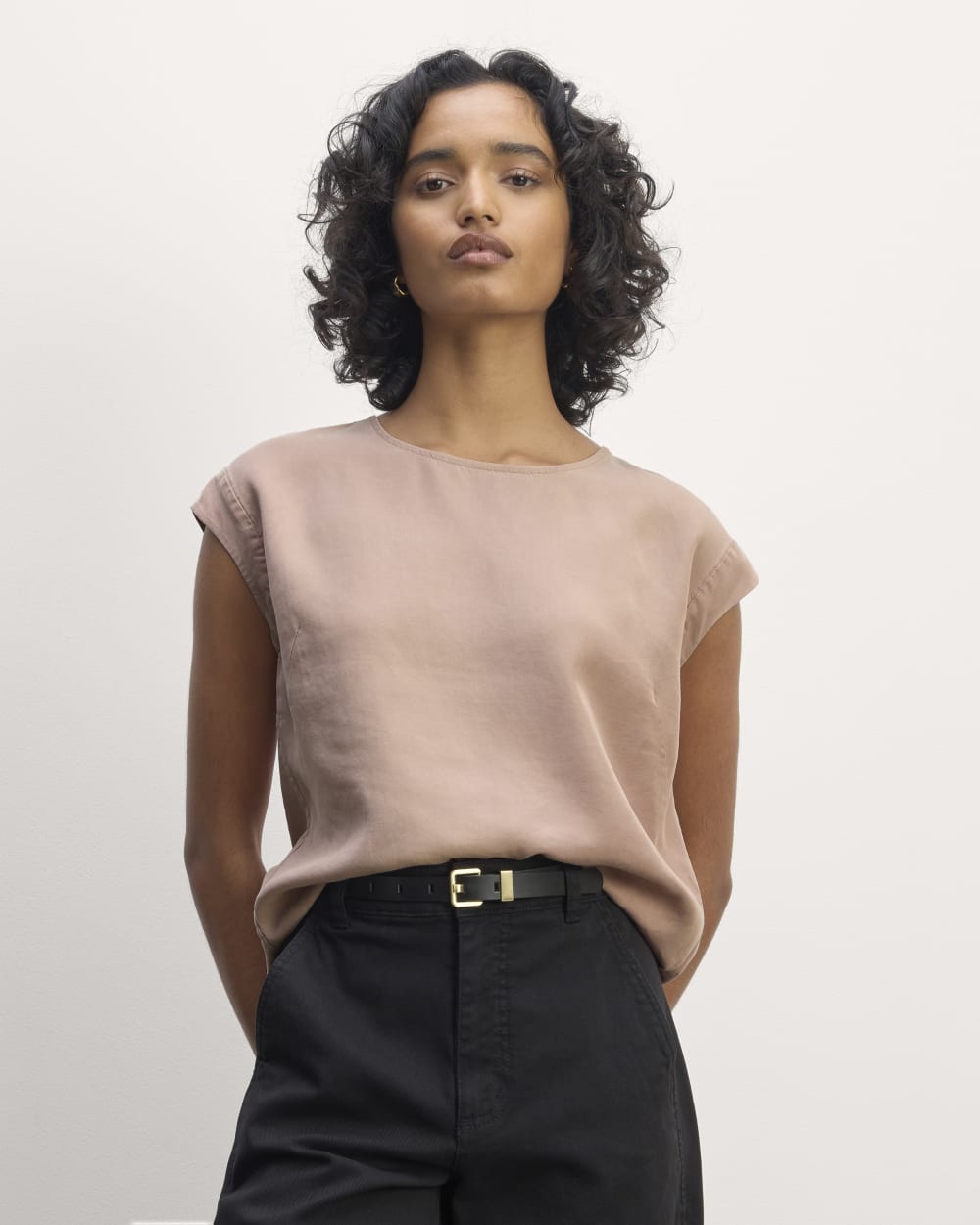 The Muscle Top in Butterlite in Dusty Rose — front view